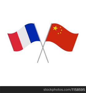 Chinese and French flags vector isolated on white background