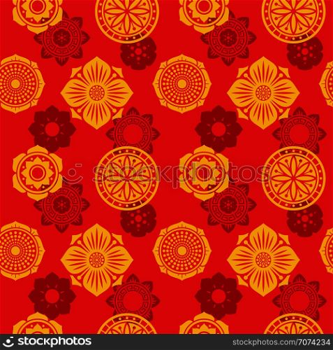 Chinese and japanese elements vector seamless pattern. Tribal asian wallpaper print. Background with chinese and japanese ornament illustration. Chinese and japanese elements vector seamless pattern. Tribal asian wallpaper print