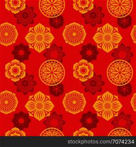 Chinese and japanese elements vector seamless pattern. Tribal asian wallpaper print. Background with chinese and japanese ornament illustration. Chinese and japanese elements vector seamless pattern. Tribal asian wallpaper print