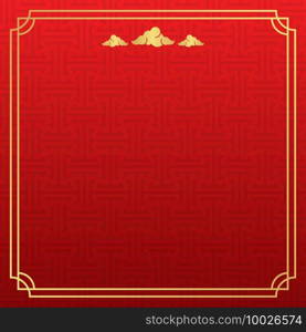 Chinese background, decorative classic festive red background and gold frame, vector illustration