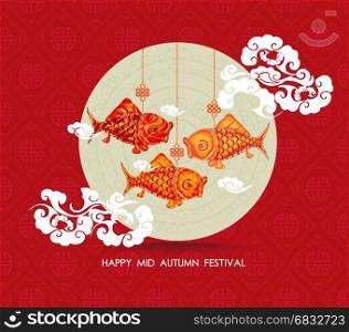 Chinese carp lantern colorful. Happy mid autumn festival