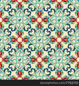 Chinese ceramic tile seamless pattern. Oriental traditional floral ornament. Wall or floor texture. Vintage decorative porcelain pottery.. Chinese ceramic tile seamless pattern. Oriental traditional floral ornament. Wall or floor texture.