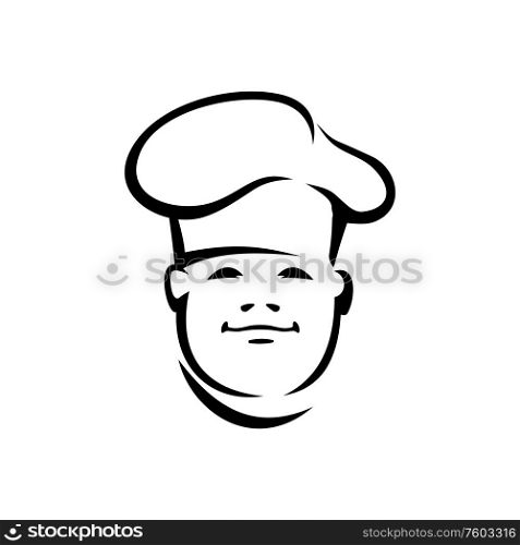 Chinese chef cook isolated male portrait. Vector smiling kitchen worker, baker or waiter. Chef cook, waiter or baker from China