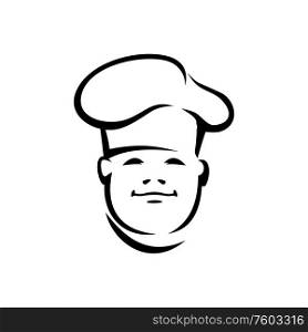 Chinese chef cook isolated male portrait. Vector smiling kitchen worker, baker or waiter. Chef cook, waiter or baker from China