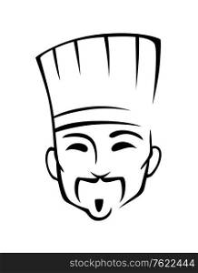 Chinese chef in cartoon style for cafe or restaurant