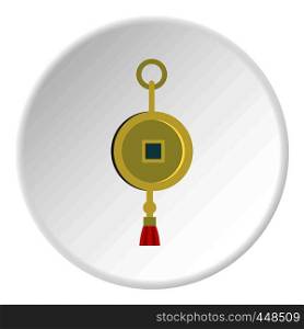 Chinese coin of luck icon in flat circle isolated vector illustration for web. chinese coin of luck icon circle