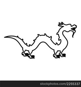 Chinese dragon contour outline line icon black color vector illustration image thin flat style simple. Chinese dragon contour outline line icon black color vector illustration image thin flat style