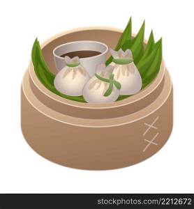 Chinese dumplings icon cartoon vector. Asian food. Steamer dinner. Chinese dumplings icon cartoon vector. Asian food