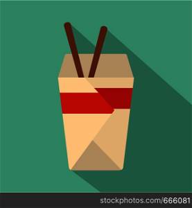 Chinese fast food icon. Flat illustration of chinese fast food vector icon for web. Chinese fast food icon, flat style