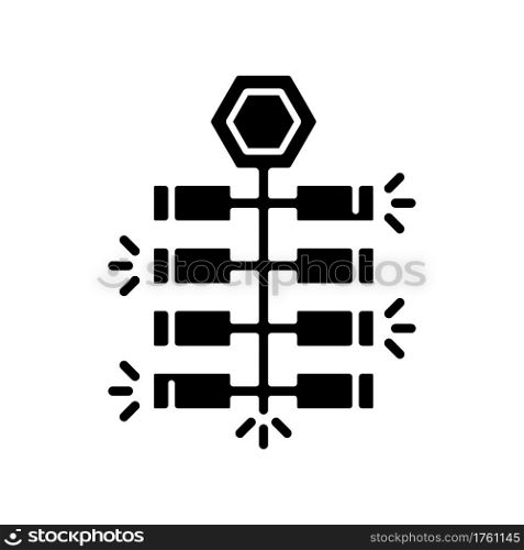 Chinese firecrackers black glyph icon. Lunar New Year celebration. Crackers, festive explosion. Culture of China. Tradition in Asia. Silhouette symbol on white space. Vector isolated illustration. Chinese firecrackers black glyph icon