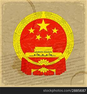 Chinese flag on an old sheet of paper