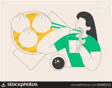 Chinese food abstract concept vector illustration. Takeout asian food, chinese cuisine, take away restaurant, cooking dim sum, china buffet, modern oriental menu delivery abstract metaphor.. Chinese food abstract concept vector illustration.