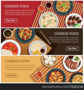 Chinese food web banner.Chinese street food coupon.
