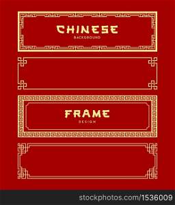 Chinese frame vector banners collections on gold and red background, illustrations