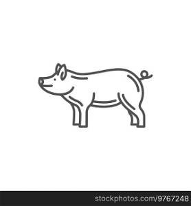 Chinese horoscope sign pig animal isolated monochrome outline New Year symbol. Vector CNY spring oriental festival sign, Lunar New Year boar drawing, mascot of fortune and luck, Japanese zodiac symbol. Pig Chinese horoscope sign New Year animal linear