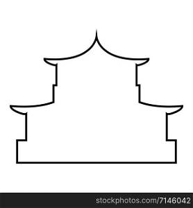 Chinese house silhouette Traditional Asian pagoda Japanese cathedral Facade icon outline black color vector illustration flat style simple image