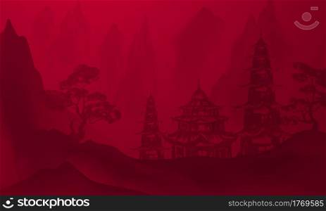 Chinese ink and water landscape painting banner background