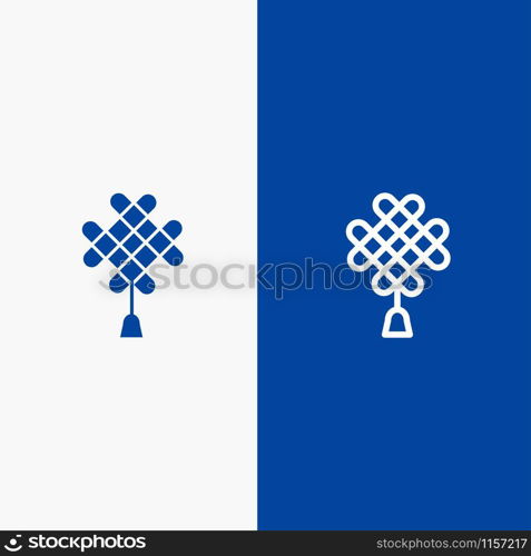 Chinese knot, China, Chinese, Decoration Line and Glyph Solid icon Blue banner