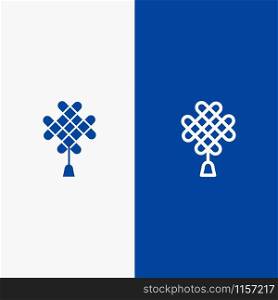 Chinese knot, China, Chinese, Decoration Line and Glyph Solid icon Blue banner