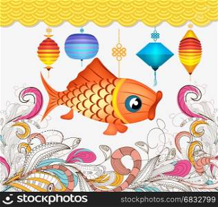Chinese lantern festival doodle graphic design