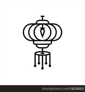 Chinese Lantern Icon, Traditional Paper Craft Drum, Sky Lantern, Paper Lantern Vector Art Illustration