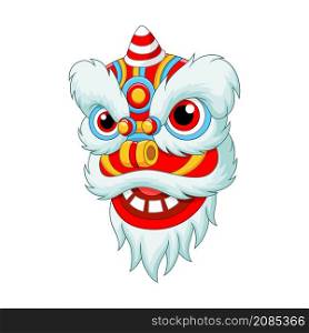 Chinese lion head dance on white background