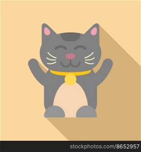 Chinese lucky cat icon flat vector. Maneki japan. Gold animal. Chinese lucky cat icon flat vector. Maneki japan
