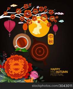 Chinese mid autumn festival graphic design. Translation Mid Autumn