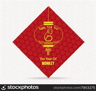Chinese New Year 2016. Year of monkey card