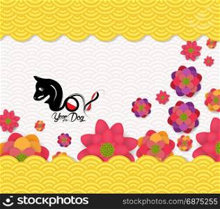 Chinese new year 2018 blossom pattern background. Year of the dog