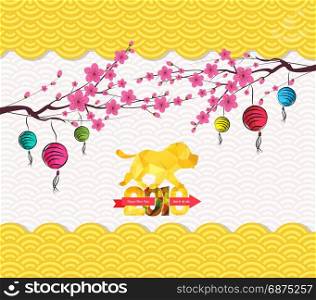 Chinese new year 2018 lantern pattern background. Year of the dog