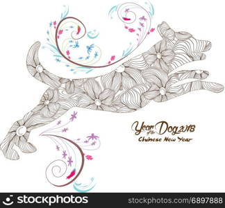 Chinese New Year 2018 Paper Cutting Year of Dog floral