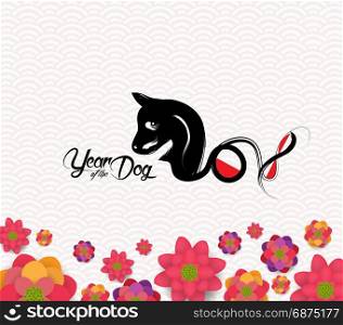 Chinese New Year 2018. Plum blossom and coin background
