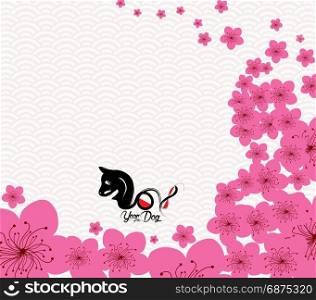 Chinese New Year 2018 - plum blossom Background. Year of the dog