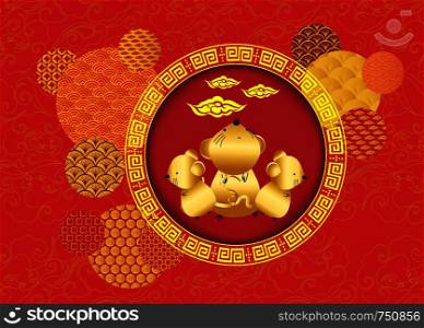 Chinese new year 2020 background. Chinese characters mean Happy New Year. Year of the rat