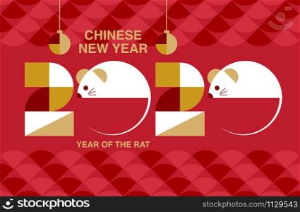 Chinese new year , 2020, Happy new year greetings, Year of the Rat, modern design, colorful, geometry