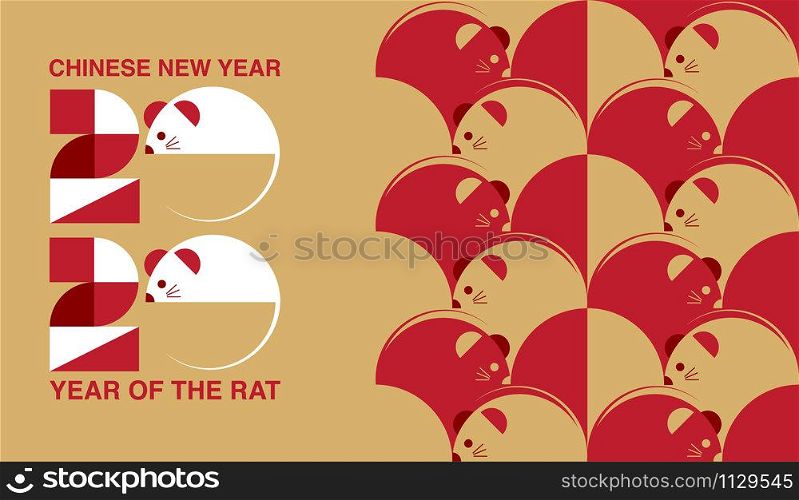 Chinese new year , 2020, Happy new year greetings, Year of the Rat, modern design, colorful, geometry pattern.