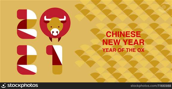 Chinese new year , 2021, Happy new year greetings, Year of the OX, modern design, colorful, cow,geometry