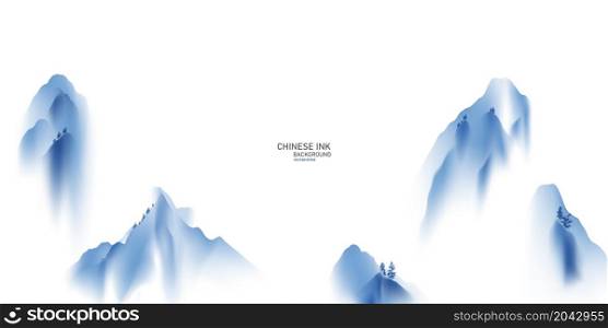 chinese new year 2022 chinese ink painting Beautiful high mountains with modern design.