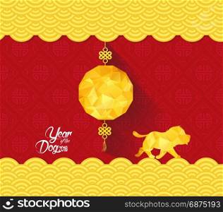 Chinese New Year Background with lantern. Year of the dog