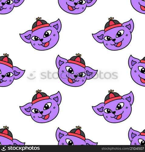 chinese new year cat seamless pattern textile print