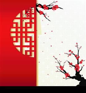 Chinese New Year Cherry Blossom Greeting Card