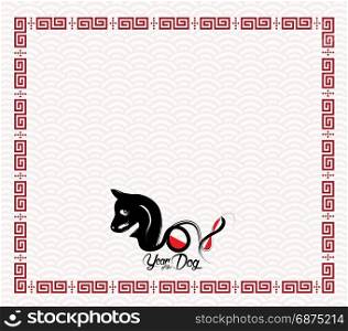Chinese New Year design. icon dog in traditional chinese background. Year of the dog