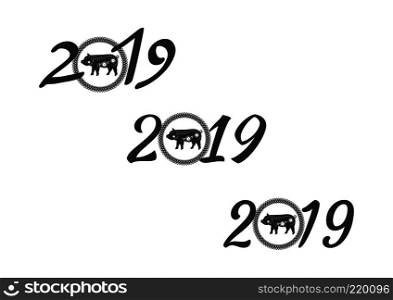 Chinese New Year festive vector card Design with pig, zodiac symbol of year 2019. Paper cut pig in frame. Chinese New Year festive vector card Design with pig, zodiac symbol of year 2019.