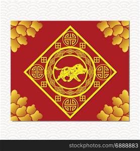 Chinese New Year Lantern Ornament Vector Design. Year og the dog 2018