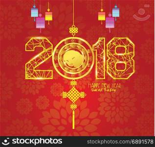 Chinese New Year Lantern Ornament Vector Design. Year og the dog