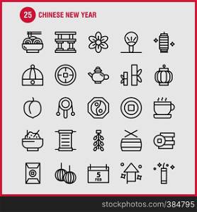 Chinese New Year Line Icon Pack For Designers And Developers. Icons Of Calendar, Feb, Month, Schedule, Chinese, New, Toy, Year, Vector