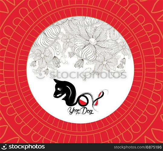 Chinese new year pattern background with lantern. Year of the dog