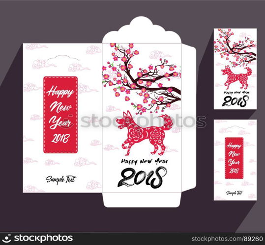 Chinese New Year red envelope flat icon, year of the dog 2018