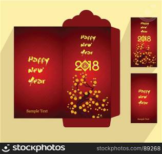Chinese New Year red envelope flat icon, year of the dog 2018